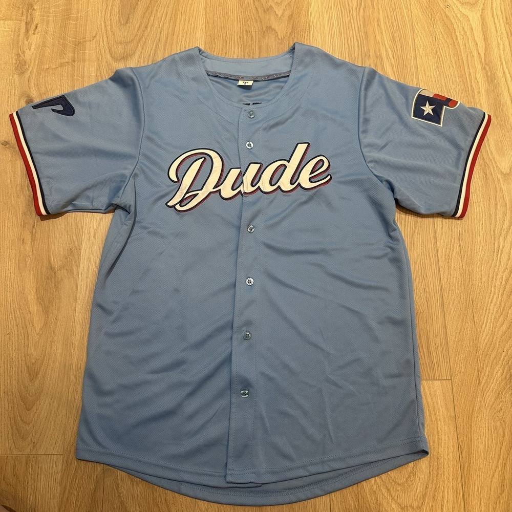 Texas Rangers Dude Perfect Panda #24 Theme Night Baseball Jersey Mens Medium